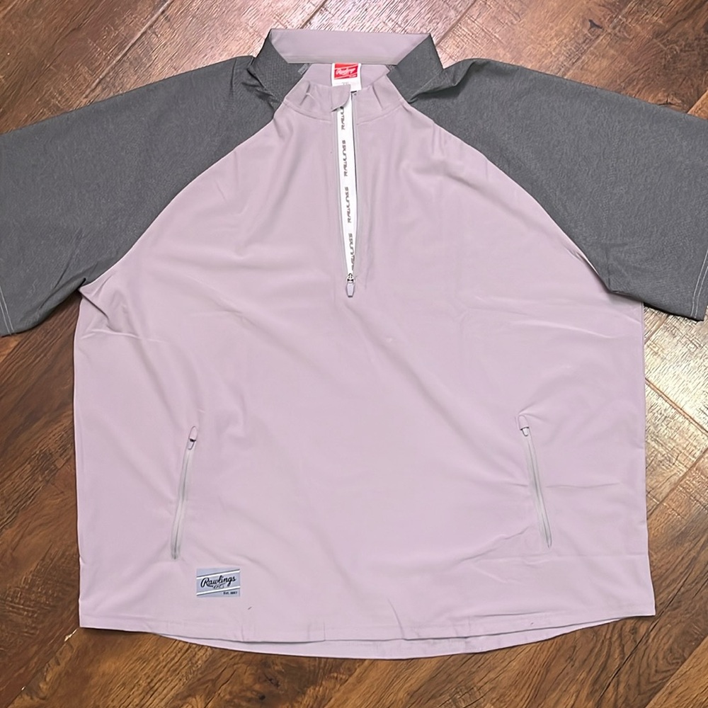 Rawlings white and gray baseball cage 1/4 zip shirt style CSSSJ2